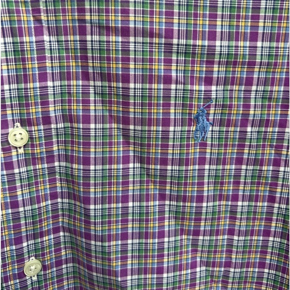 Polo by Ralph Lauren Mens Long sleeve Button Down Mardi Gras Plaid Large Shirt - Picture 5 of 5